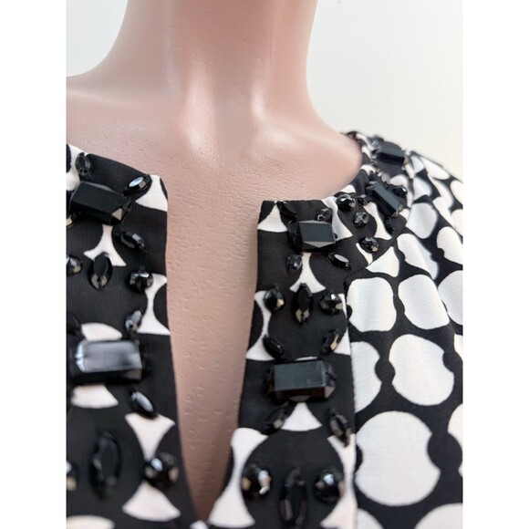 New Chicos Womens Size 1 US Sz 8 Polka Dot Dress Black White Midi Pullover - Picture 5 of 16